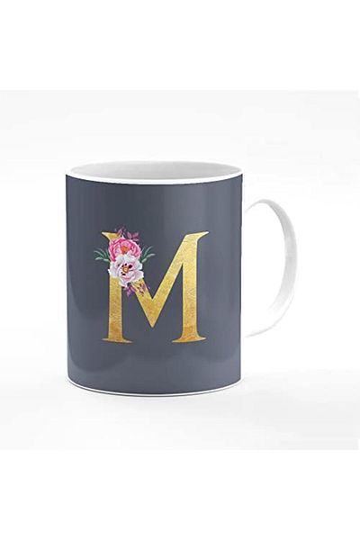 Stylizedd Designer Printed Coffee Mug - Alphabet M - Grey