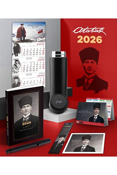 Mor kelebek 2026 Ататюрк с калпак - календар за стена - календар за бюро - хи...