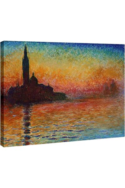 Emoda home Trove لوحة ALAYRA "غسق في البندقية" مطبوعة على قماش كلود مونيه، مؤ...