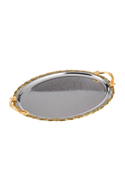 Dania 3-Piece Nickel and Gold Oval Tray Set