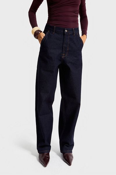 its basic Women's Indigo Color 7W5-50 Skater Fit 100% Cotton Loose Cut Inner Size 80cm Denim Jean