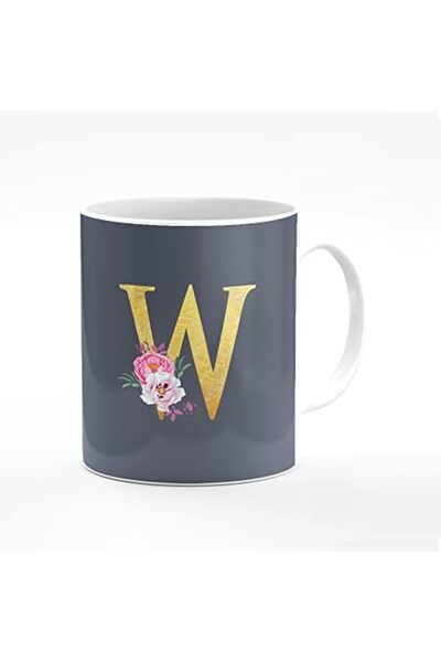 Stylizedd كوب قهوة مطبوع عليه تصميم خاص، 11 أونصة، أكواب سيراميك للهدايا الشخصية - حرف واحد مخصص