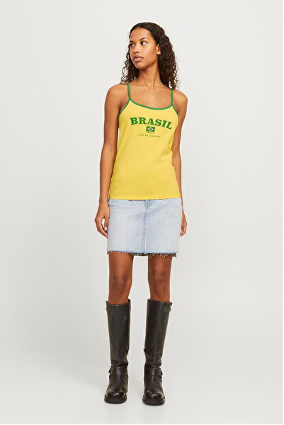 Jack & Jones Жіноча блузка з принтом на грудях, V-подібним вирізом і бретельками - Gigi