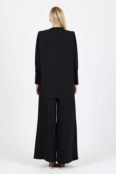 Merve DAĞLI AMANDA Pili Detaylı Siyah Bluz