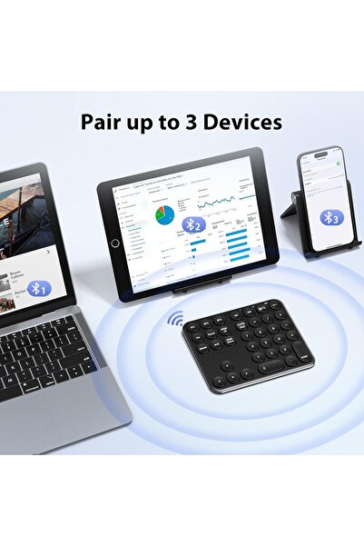 iClever KP11 Bluetooth Number Pad - Portable Wireless 35-Key Aluminum Keypad, Rechargeable & Multi-D