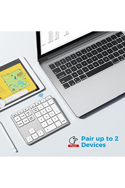 iClever KP10 Bluetooth Number Pad, Dual-Device, 34-Key USB-C Rechargeable Numpad