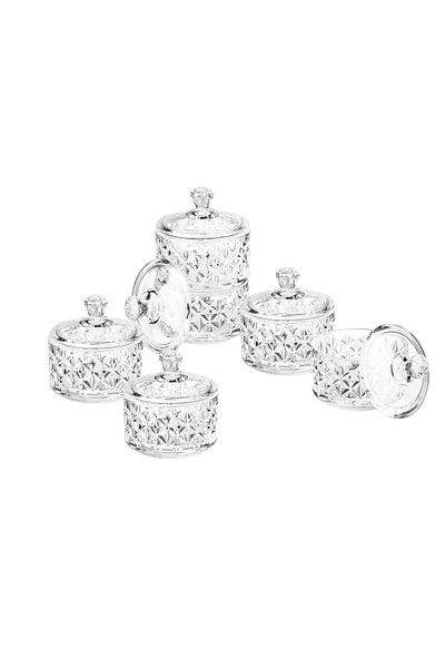 Dania A set of 6 glass containers for serving sweets, nuts, dates, and all other presentations and occasions.