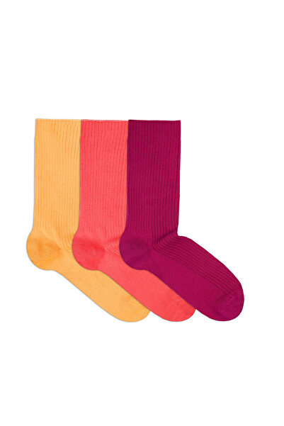 Pirin Hill Sosete bumbac lungi fara elastic Box 3 buc. Yellow Coral Fucsia