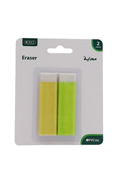 Roco ممحاة مطاطية مع مسطرة رفيعة - ألوان متنوعة، قرطاسية مزدوجة الوظائف