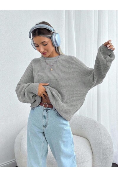 Dier Moda Kadın Selanik Örgü Over size Triko Kazak