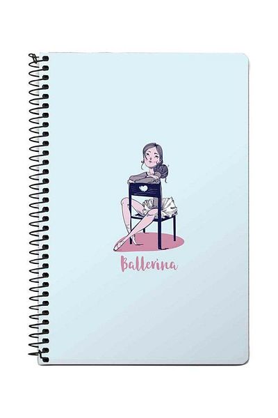 Stylizedd Ballerina A5 Spiral Notebook Blue