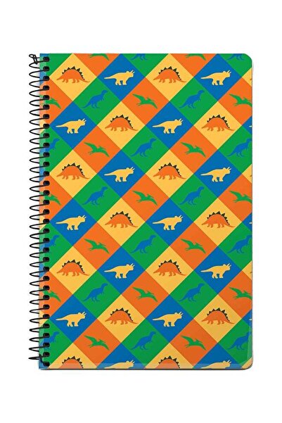 Stylizedd Dino Checker A5 Spiral Notebook Multicolour