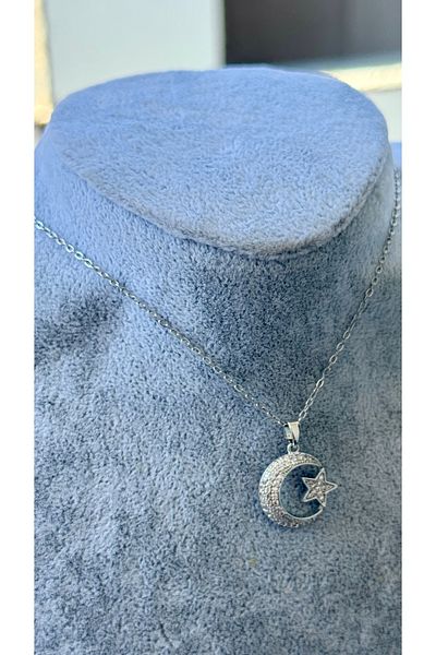 İNN JEWELLERY Steel Necklace Tarnish-Free Moon-Star Figured (2 Years Importer Guaranteed)