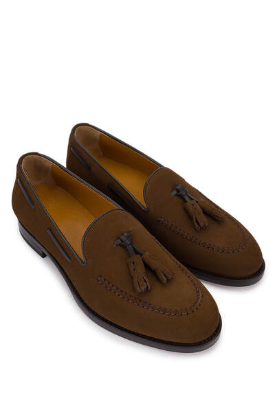 ROSSI Women's Genuine Leather Brown Loafer Shoes