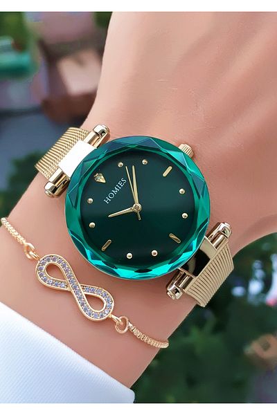 Homies Original Guaranteed Waterproof Women Wristwatch Gold Color Steel Cord Bracelet with Gift Hms28C1