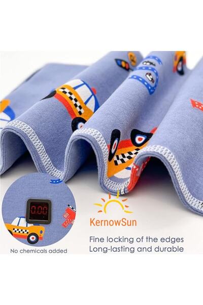 KERNOWSUN Eșarfă rulată pentru copii, model cu mașini, albastru-gri, KERNOWSUN, 40x20 cm