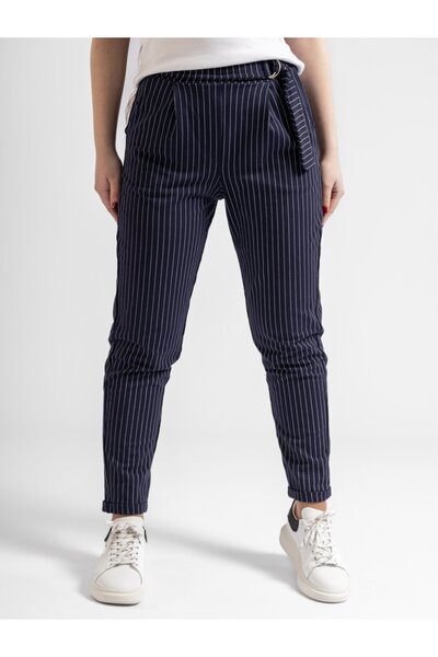 Bumbăcel Pantaloni pentru damă în dungi din bumbac