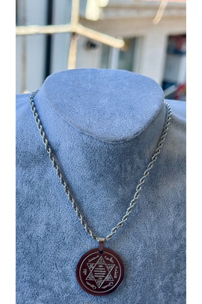 İNN JEWELLERY Steel Necklace 60 cm Tarnish-Free Hz. Figured with Solomon's Seal (2 Years Importer Guarantee)