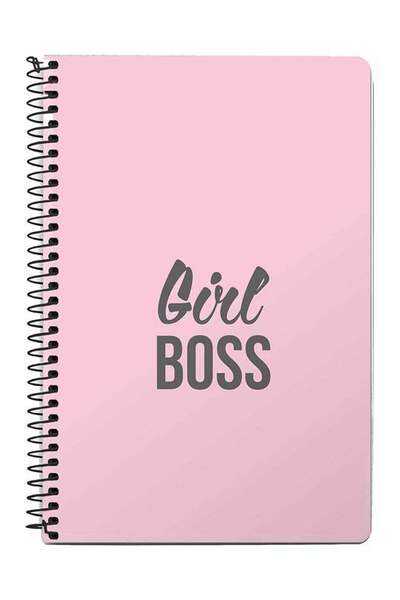 Stylizedd Girl Boss A5 Spiral Notebook Pink/Black