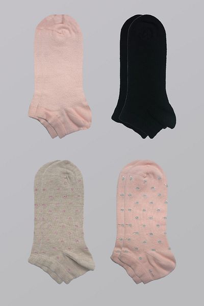 KARDEŞLER ÇORAP Women's Cotton Colored Booties 4 Pack