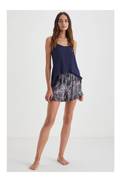 Penyemood Soft Textured Fabric Women's Pjs Set with String Hangers Shorts