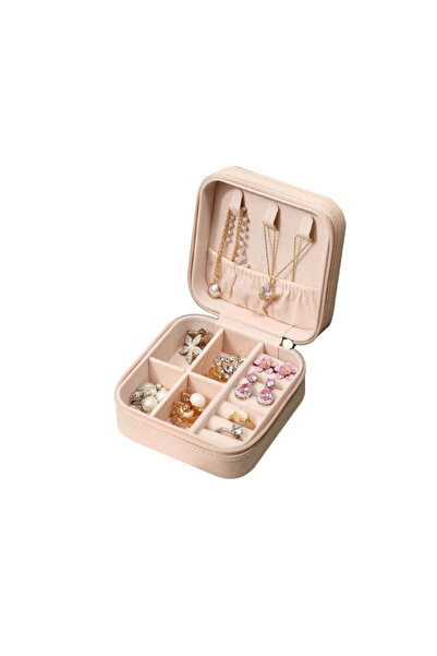 RAHEL Cutie organizatoare bijuterii, din piele ecologica, compartimente Cerce...