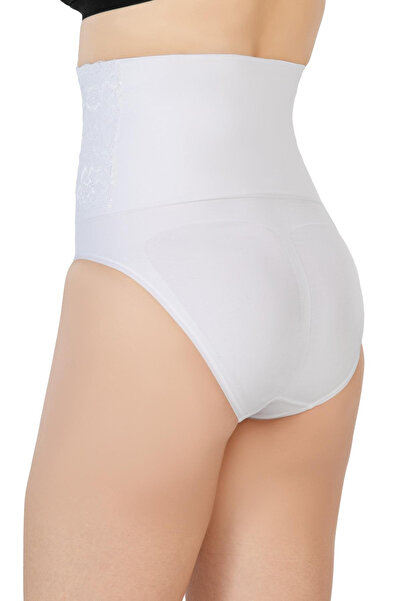 Emay İç Giyim White emay 2090 lace front high waist slip corset