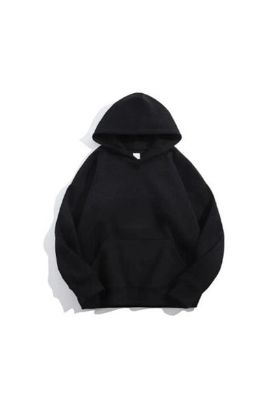 Ferhatlı Unisex Basic Hooded Unprinted Plain Oversize Wide 3 Thread Hoodie Sweatshirt