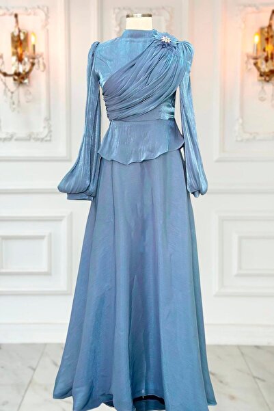 Amine Hüma Gaye Abiye Elbise İndigo