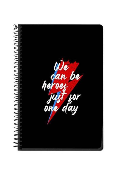 Stylizedd A5 We Can Be Heros Printed Spiral Bound Notebook Black/Red/White