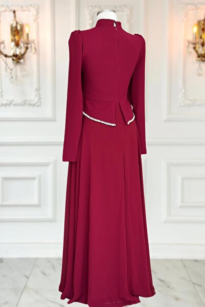 Amine Hüma Naz Abiye Elbise Bordo