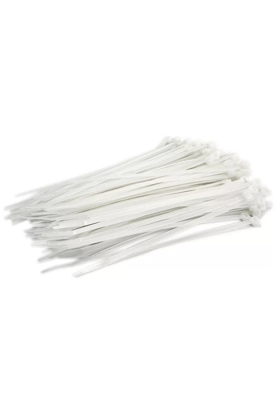 beorol Plastové viazacie pásky biele 3,6 x 200 mm, sada 100 kusov