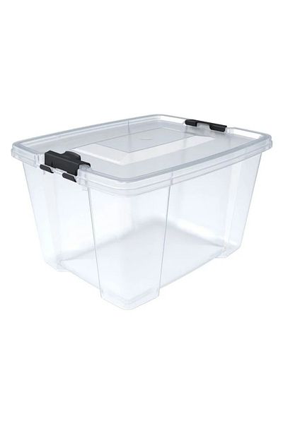 divendi-ro Storage box, with lid, plastic, capacity 30L, transparent