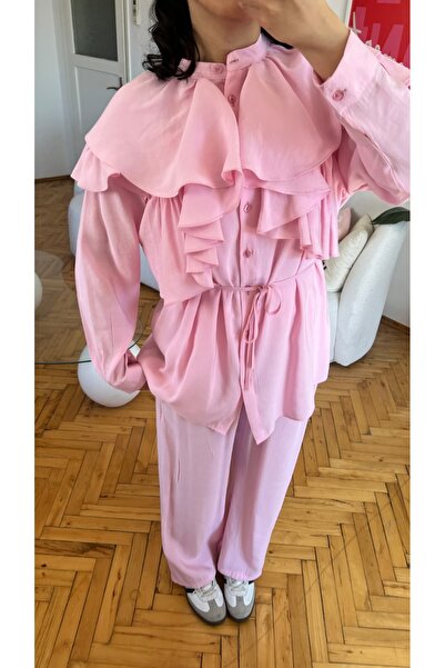 Moda İkra Modal Double Suit with Ruffle Kuaşklı