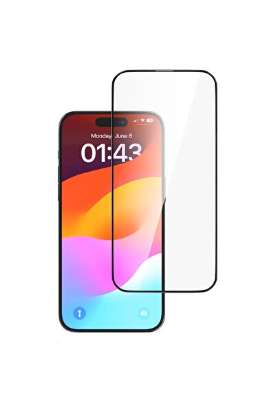 Devia ستار سيريز زجاج مقوى كامل الشاشة لعرض كامل لهاتف آيفون 15 - أسود