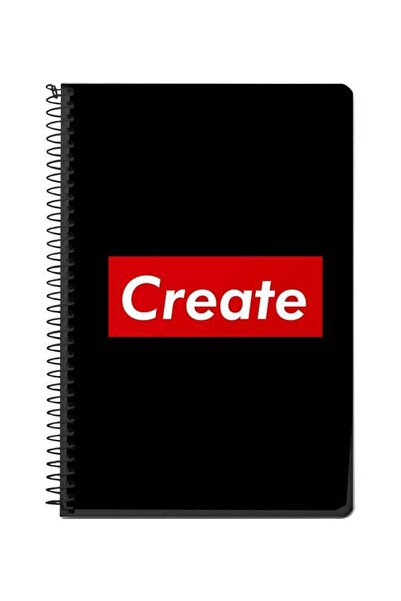 Stylizedd دفتر ملاحظات A5 مطبوع ومُجلّد حلزوني باللون الأسود/الأحمر/الأبيض