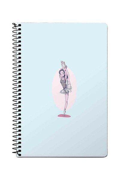 Stylizedd Flying Ballerina A5 Spiral Notebook Blue/White/Grey