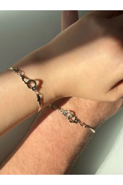 Harlofia Jewelry Double Handcuff Bonnie&Clyde Bracelet Set
