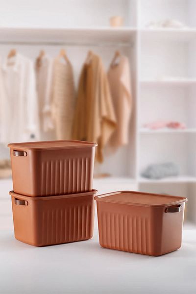 Mutfak Köşesi Boxify 20 Lt 3 Pieces Multi-Purpose Organizer Box with Lid, Decorative Storage Box, Organizer