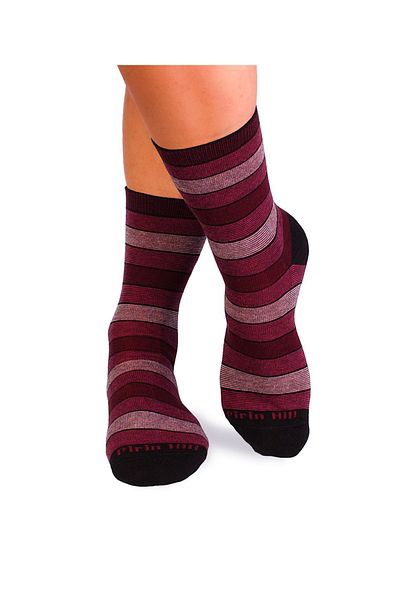 Pirin Hill Striped cotton socks 98% COTTON RICH Bordeaux