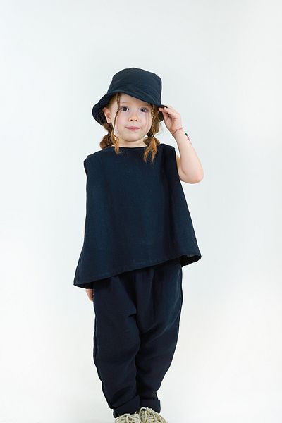 Catz Kids Girl's Black Muslin Pants + Black Muslin Sleeveless T-Shirt