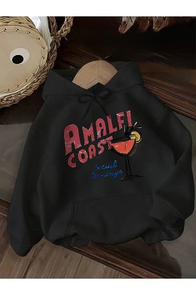 FUFLUNS Amalfi Coast Printed Oversize Unisex Hooded Sweatshirt
