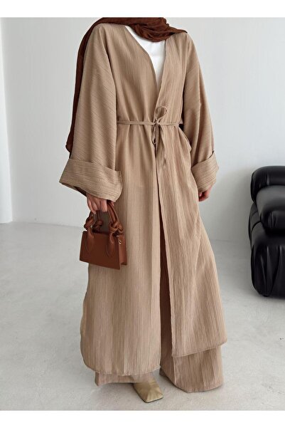 New Lune Women's Slitted Seersucker Tunic Pants Double Bottom Top Set