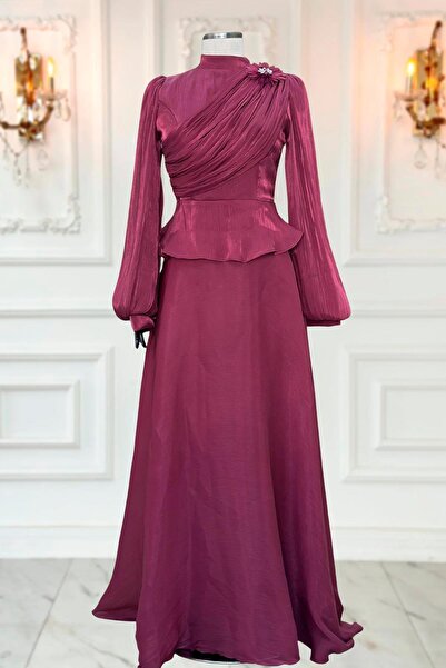 Amine Hüma Gaye Abiye Elbise vişne