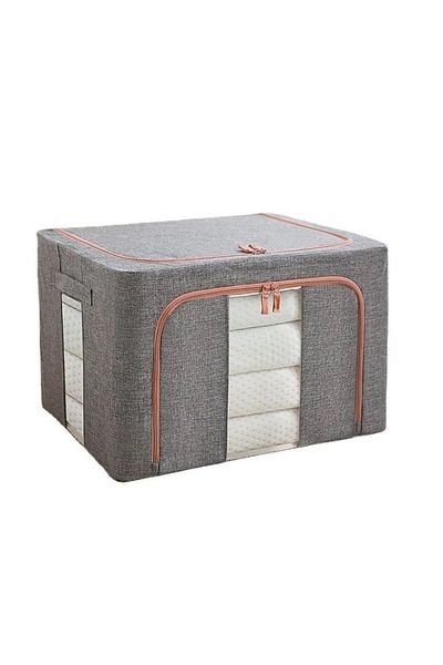 divendi-ro Storage box, foldable, with metal frame and handles, cotton, 66L