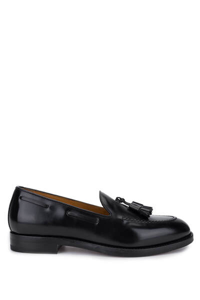 ROSSI Women's Genuine Leather Black Loafer Shoes
