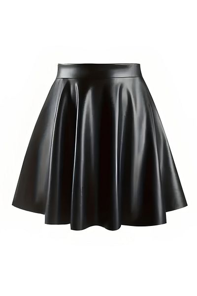 StilVibe High Waist A-Line Leather Skirt