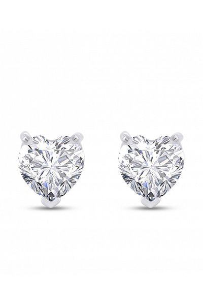 Moissanite Heart Solitaire Earrings