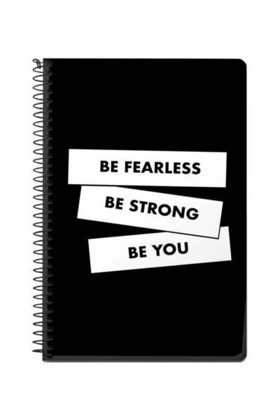 Stylizedd Be Fearless, Strong, You Printed A5 Spiral Bound Notebook Black/White