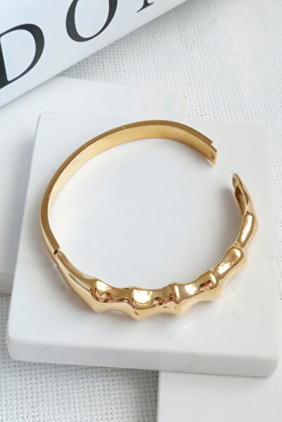 DEMOKAN Kadın Çelik Bileklik Kalın Eklem Kemik Kelepçe Bileklik